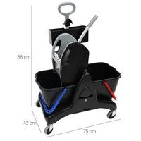 Chariot de lavage 2 x 15 L avec bac produit Presse et Poignée latérale - Image 8