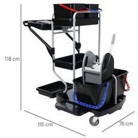 Chariot de nettoyage avec porte-sac - 4 seaux et 1 presse - Image 3
