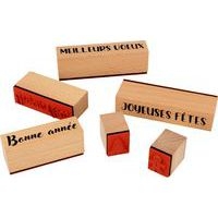 Lot 6 tampons bois Fêtes - Image 2