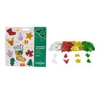 Pochette de 200 formes de noël en mousse pailletée adhésive - Image principale