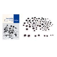 Sachet de 100 yeux mobiles adhésifs noirs,Ø 7, 10, 12, 15 mm - Image principale