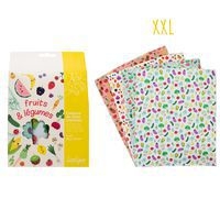 Coupon tissu 45,5x55 imprimés fruits & légumes (lot de 4) - Image principale