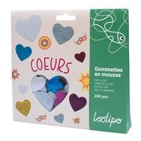Lot de 200 cœurs mousse pailletée adhésive - 4 tailles - 6 coloris assortis - Image 2