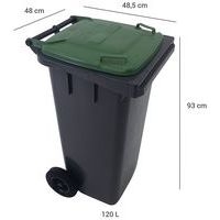 Conteneur mobile tri des déchets - 120 L - Vert -  Manutan - Image 4