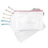Lot de 6 pochettes zippées A4, coloris pastel assortis - Image principale