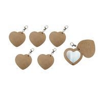 Porte clé miroir cœur en bois 7 x 6,5 cm (lot de 6) - Image principale