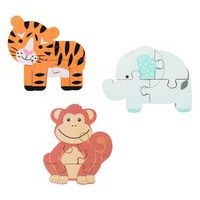 Lot 3 puzzles : tigre, éléphant, singe - Image principale