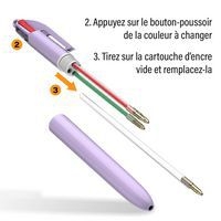 Stylo bille 4 couleurs pointe moyenne pastel - Image 2