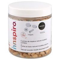 Boite 1000 perles bois verni formes assorties+10 m fil 0,8mm - Image principale