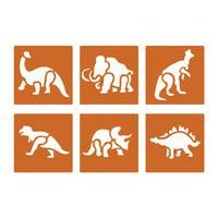 Pochoir plastique lavable 14,5 x 14,5 cm (Pochette de 6) - Animaux préhistoriques - Image principale