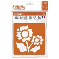 Pochoir plastique lavable 14,5 x 14,5 cm (Pochette de 6) - Fleurs - Image 2
