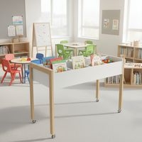 Bac à albums haut simple Ellipse structure hêtre massif avec roulettes - Image 4