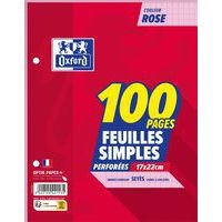 Feuillet recharge classeurs 100 pages 80g 17x22 cm seyes  - rose (Etui de 50) - Image principale
