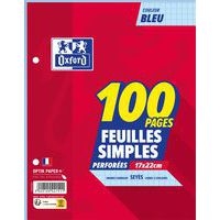 Feuillet recharge classeurs 100 pages 80g 17x22 cm seyes  - bleu (Etui de 50) - Image principale