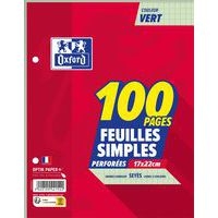 Feuillet recharge classeurs 100 pages 80g 17x22 cm seyes  - vert (Etui de 50) - Image principale