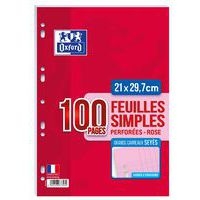 Feuillet recharge classeurs 100 pages A4 seyes 80g  - Rose (Etui de 50) - Image principale