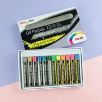 Boite de 12 Pastels à l'huile : 6 fluos et 6 métallisées 8mm - Image principale