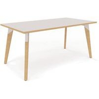 Table en plateau stratifié 160x80 cm H73,5cm blanc/blanc - Image principale
