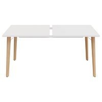 Bureau double départ 160x165 cm blanc/pied bois hêtre - Image 3