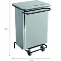 Conteneur mobile à pédale front. Amovible Inox brossé 70L - Image 2