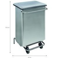 Conteneur mobile à pédale avec tubes en inox 70L - Manutan - Image 3