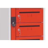 Armoire à courrier 10 cases Serrure à clé Rouge - Image 3