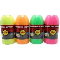 Assortiment de 4 flacons 250 ml gouache acrylique fluo Pichon - Image 6