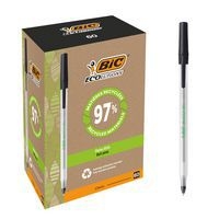 Stylo bille corps transparent pointe 1 mm tracé 0,32 mm noir - Image principale