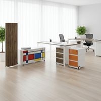 Caisson mobile Easy Office 4 tiroirs de rangements coloris blanc/orange - Image 3