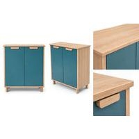 Meuble étagères Filou  avec portes sur pieds turquoise - Image 2