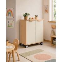 Meuble étagères Filou  avec portes à roulettes blanc - Image 2