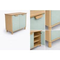 Meuble étagères Filou avec portes sur pieds vert opale - Image 2