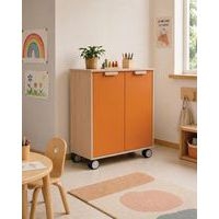 Meuble étagères Filou avec portes sur roulettes orange de Sienne - Image 4