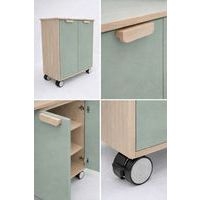 Meuble étagères Filou avec portes sur roulettes vert opale - Image 3