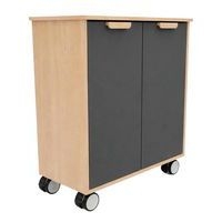 Meuble étagères Filou  avec portes à roulettes gris onyx - Image 4