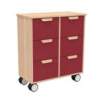 Meuble Filou 6 tiroirs sur roulettes rouge cerise - Image 4