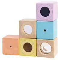 Lot 6 blocs sensoriels pastel en bois aux textures variées - Image principale