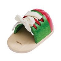 Grande chaussure à lacer en bois taille réelle - Image principale