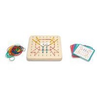 Géoboard - Plaque à picots en bois avec cartes et élastiques - Image principale