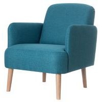 Fauteuil Duncan pied hêtre massif revêtement tissu polyester coloris Bleu - Image 2