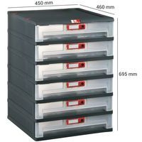 Bloc tiroir Mopla Sans roulettes 6 tiroirs 63 x 405 mm Noir - Image 2