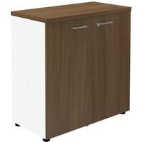 Armoire portes battantes haut. 89 cm blanc/noyer - Image 2