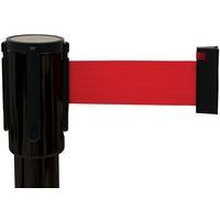 Poteau noir sangle rouge 2m base à roulettes noir - Image 4