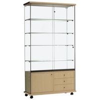 Vitrine Easy E6 - Avec armoire basse socle Hêtre - Image principale