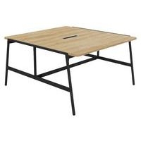 Table de réunion Alto 140x143x75 cm élec. Noir/chêne vieilli - Image principale