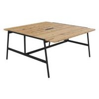 Table de réunion Alto 160x163x75 cm élec. Noir/chêne brut - Image principale