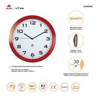 Horloge quartz Ø 38 cm cadran coloris rouge - Image 2