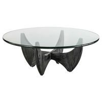 Table basse Harper plateau verre pieds chêne massif noir - Image principale