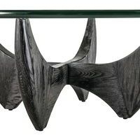 Table basse Harper plateau verre pieds chêne massif noir - Image 3