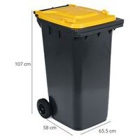 Conteneur mobile tri des déchets - 240 L - Jaune - Manutan - Image 4